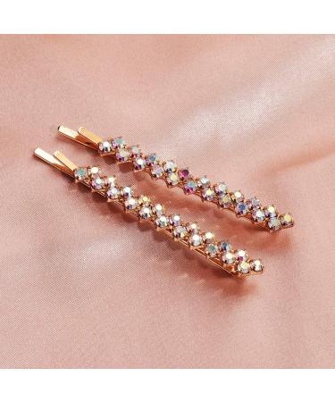 FRCOLOR 2 Pairs Crystal Hair Pins | Sparkle Rhinestone Bobby Pins for Women | Decorative Hair Clips (AB Rhinestone) - Buy Online on GoSupps.com