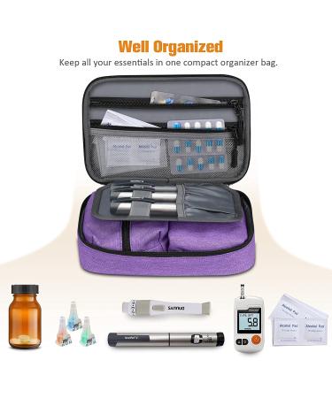 SITHON Diabetic Supplies Organizer Case - Portable & Water Resistant Travel Bag for Insulin Pens, Glucose Meter & More (Purple) - Buy Online on GoSupps.com