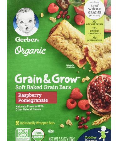 Gerber Up Age Organic Grain & Grow Soft Baked Grain Bars Raspberry Pomegranate, 5oz