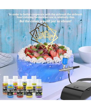 E-Kongton Airbrush Cake Decorating Metallic Food Colour Kit - 8 Vivid Edible Colors for Baking & Decorating - Food Grade Safe (0.6 Fl. Oz) - Buy Online on GoSupps.com
