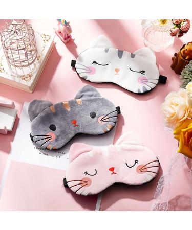 Cute Cartoon Cat Eye Mask for Sleeping - Set of 3 | Soft Lightweight Blindfold for Women, Men, Kids - Funny Animal Design for Night Sleep - Buy Online on GoSupps.com