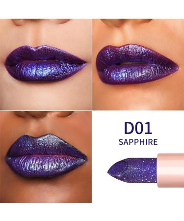 Oulac Diamond Lustre Lipstick Blue - Highly Pigmented Vegan Long-Lasting Moisturizing Formula | D01 Sapphire - Buy Online on GoSupps.com