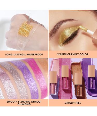 Shop Dazzling Metallic Glitter Liquid Eyeshadow Set - 8 Shimmer Colors for a Sparkling Glow - Buy Online on GoSupps.com