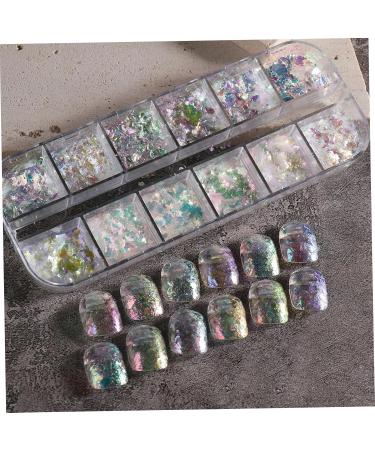 Nail Art Glitter Flake Nail Art Foil Flake Shining Holographic 12 Grids Nail Glitter Flake for Summer Nail Art Decoration - Buy Online on GoSupps.com