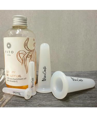 Silicone Massage Buttons Set - 4 Pieces (2M+2S) for Face & Body - Chinese Cupping Therapy - White - Buy Online on GoSupps.com