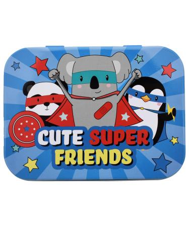 Super Friends children's plaster licensed product - 2 pieces - metal box - 24 plaster - beautiful design pavement storage box for children - Suitable for backpack - handbag Super Friends 2 pieces