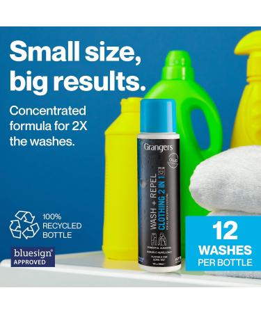 Grangers Wash + Repel Clothing 2 in 1 Powerful | 300ml | Cleaning and Waterproofing Wash for all Outdoor Clothing | Waterproof Jacket - Buy Online on GoSupps.com