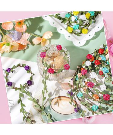 XunYee 48-Piece Boho Flower Crown Wristband Set for Women & Girls - Floral Headpiece for Wedding, Beach, Birthday Party - Buy Online on GoSupps.com