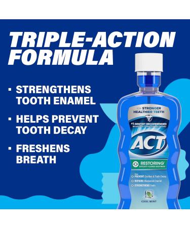 ACT Restoring Fluoride Mouthwash 18 fl. oz. Strengthens Tooth Enamel Cool Mint - Buy Online on GoSupps.com