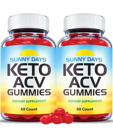 (2 Pack) Sunny Days Keto ACV Gummies - Official Formula Vegan Non Gmo - Sunny Days Keto Plus ACV Gummies Sunny Days ACV Gummies Weight with Apple Cider Vinegar Vitamin B12 Keto ACV (120 Gummies)