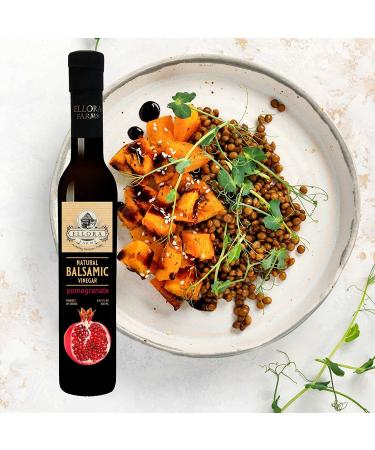 Ellora Farms Pomegranate Infused Aged Balsamic Vinegar 8.45oz - All Natural, No-Additives, Italian Glass Bottle - Buy Online on GoSupps.com