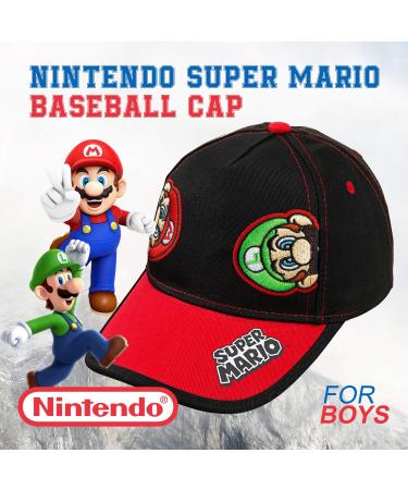 Nintendo Super Mario & Luigi Black Cotton Baseball Cap | Boys Size 4-14 - Buy Online on GoSupps.com