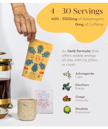 RASA Original Adaptogenic Coffee Alternative & Cr me de la Creamer Bundle | Ayurveda Mushroom Wellness Tonic & Adaptogen Powdered Non-Dairy Creamer with MCT Oil Vegan, Whole 30, Keto (30 Servings) Original + Creamer (30 S  - Buy Online on GoSupps.com
