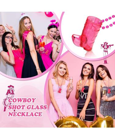 Sieral 24 Pcs Boot Shot Glasses on Beaded Necklace Plastic Cowgirl Shot Glass Cups Necklace Team Bride and Groom Supplies for Bachelorette Carnival Party Birthday Wedding Supplies (Transparent Rose) Transparent Rose 24 - Buy Online on GoSupps.com