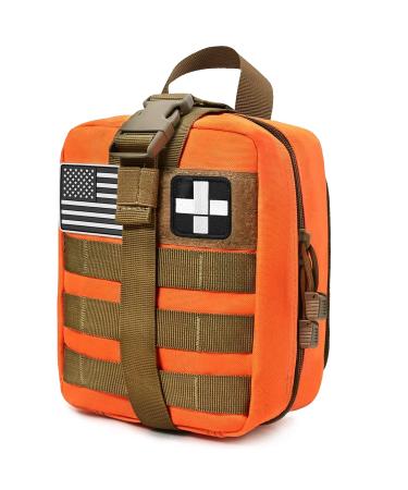 Tactical MOLLE Rip-Away EMT Medical First Aid IFAK Lifesaving Pouch Outdoor Medical Package Mountaineering/Climbing Rescue Tools Package Made of 600D Waterproof Fabric Orange