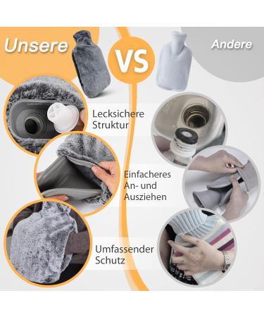 Luxury 1.8L Heat Bottle with Plush Cover - Soft Rubber Hot Water Bag for Women & Seniors | Cold Protection & Hand Warmer - Umhell - Buy Online on GoSupps.com