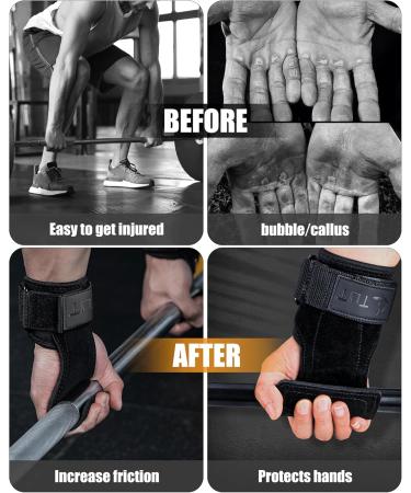 Train Aid Strength Training Leather Lifting Straps | Fitness Bodybuilding & Weightlifting Grip Aids | Gym Accessories for Men & Women - Black - Buy Online on GoSupps.com