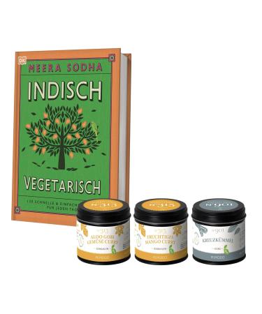 Rimoco gift set "Indian vegetarian" content: Indian vegetarian cookbook aloo Gobi vegetable curry 70g mango curry 70g cumin 60g set: "Indian vegetarian"