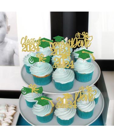 Rsstarxi 24 Pack Class of 2024 Cupcake Toppers 2024 Graduation Food Appetizer Picks 2024 Congrats Grad Cap Done Diploma Cupcake Picks for 2024 Graduation Theme Party Cake Decorations Gold Green - Buy Online on GoSupps.com