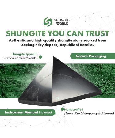 Authentic 50mm Shungite Pyramid - Polished Chakra Energy Healing Crystal for Meditation Reiki & Home Office Protection - Buy Online on GoSupps.com