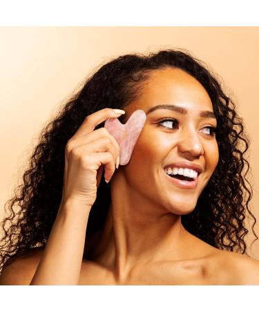 Rose Quartz Gua Sha Tool for Face & Neck - Rejuvenate Reduce Puffiness Promote Lymphatic Drainage | International Shipping - Buy Online on GoSupps.com