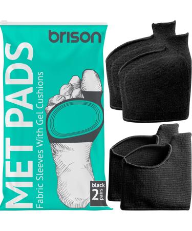 Brison Metatarsal Pads for Pain Relief - Gel Ball of Foot Cushion Sleeves for Men & Women - 2 Pairs Large (Men 10-12 Women 11.5-13.5) - Soft Fabric Support Socks - Black - Buy Online on GoSupps.com