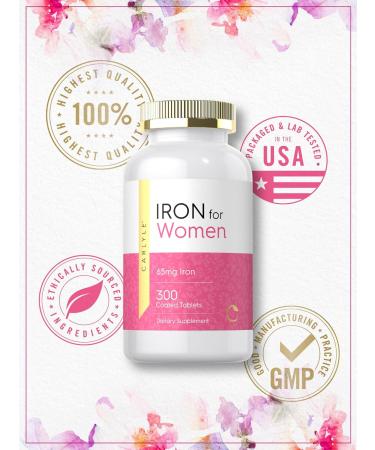 Carlyle Iron Supplement for Women 65mg | 300 Coated Tablets | Vegetarian Non-GMO & Gluten Free - Buy Online on GoSupps.com