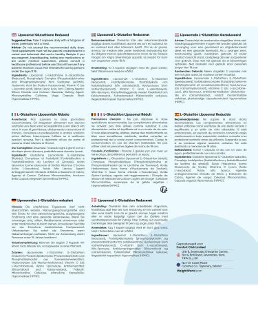 Liposomal LGlutathione capsules 1000 mg reduced LGlutathione With Vitamin C Alphalipoic acid ALA Phosphatidylcholine and Hyaluronic Acid 90 vegan capsules From WeightWorld - Buy Online on GoSupps.com