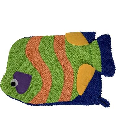Colorful Fish Glove Washcloth and Loofah Set - Ideal for Kids and Adults Bath/Shower - Assorted Colors - Wholesale Bulk Lot - Buy Online on GoSupps.com
