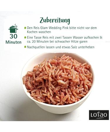 Fruity Lotao Glam Wedding Pink Organic Rice 300g - Colorful Vegan Basmati with Fruity Fragrance | High Quality Quick Cooking Sustainable Long Grain Rice - Buy Online on GoSupps.com
