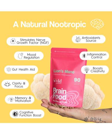 Stay Wyld Organics - Lion s Mane Mushroom Supplement Canadian Grown Lions Mane Mushroom Capsules Supplements for Focus & Clarity Natural Memory Support Organic Mushrooms 90 Capsules Pouch - Buy Online on GoSupps.com