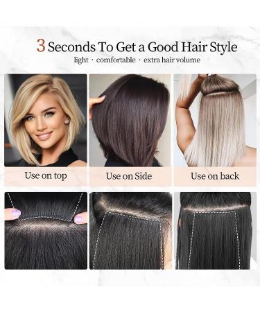 LNERATO 4 PCS Synthetic Hair Toppers for Women - Invisible Clips, Thinning Hair Solution - Black (1B) - Double 4 inch and Double 8 inch - Hair Volume Enhancer - Buy Online on GoSupps.com