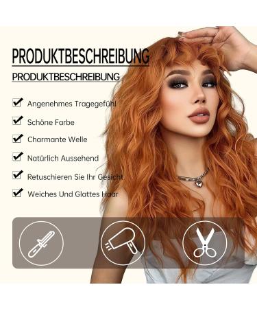 Testar 24-Inch Curly Ginger Wig for Women | Long Orange Synthetic Heat-Resistant Fiber Wig for Daily & Party Use - Buy Online on GoSupps.com