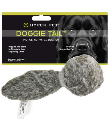 Hyper Pet Doggie Tail Interactive Plush Dog Toys (Wiggles, Vibrates & Barks  Dog Toys for Boredom & Stimulating Play) Interactive Dog Toys, Dog Squeaky Toys, and Funny Dog Toys - Colors May Vary Full Unit Grey