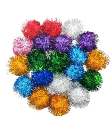 20 Pcs Assorted Color Flash Ball Cat's Favorite Toy Ball Tinsel Pom Poms Flash.