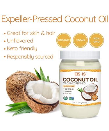 Organic Refined Coconut Oil for Cooking, Baking & Beauty - 29 fl oz | Expeller-Pressed by as-is - Buy Online on GoSupps.com
