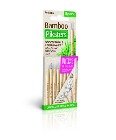Piksters Bamboo Interdental Brush - Size 00 Pink 0.60mm - 8 Brushes Per Pack 8 Count (Pack of 1) Pink