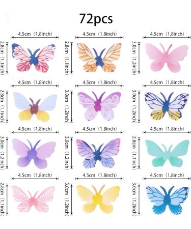 Rsstarxi 72 Pack Edible Butterfly Cupcake Toppers 3D Colorful Butterfly Cupcake Picks Realistic Butterfly Dessert Cake Decorations for Baby Shower Wedding Birthday Party Decorations Design 3 - Buy Online on GoSupps.com