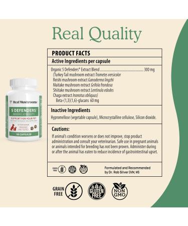 Real Mushrooms 5 Defenders for Humans (200ct) & Pets (90ct) - Capsules Bundle - Chaga Shiitake Maitake Turkey Tail & Reishi Mushroom - for Immune Strength & Overall Wellbeing - Vegan Non-GMO - Buy Online on GoSupps.com