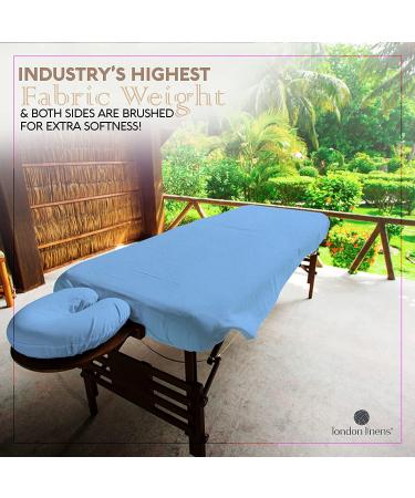 London Linens 3 Piece Massage Table Sheets Set - 100% Natural Cotton Flannel - Light Blue - Buy Online on GoSupps.com