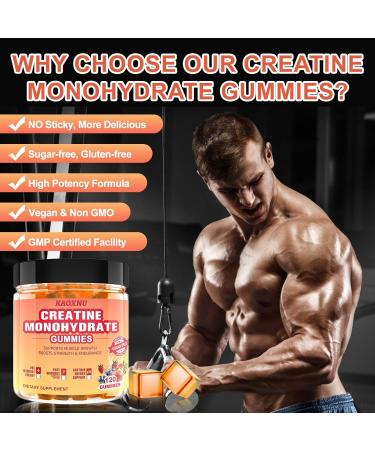 Creatine Monohydrate Gummies 5000mg for Men & Women 120CT Chewable Creatine Gummies for Muscle Support Energy Boost 5g of Creatine Monohydrate per Serving - Sugar Free (Blueberry Strawberry) - Buy Online on GoSupps.com