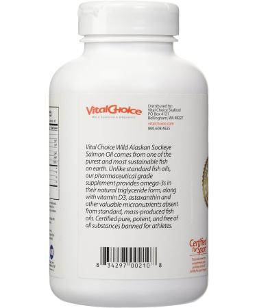 Vital Choice Wild Alaskan Sockeye Salmon Oil with Vitamin D 1000mg Softgels - 180 Count - Buy Online on GoSupps.com