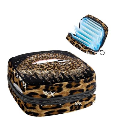 Gold Leopard lips Sanitary napkin storage bag feminine menstrual cup bags breastfeeding insert holder tampon bags portable period pocket for women teen girls 1 piece multicolored 8