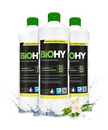 Biohy carpet shampoo (3 x 1 liter) |Carpet cleaner concentrate |Ideal against stubborn spotsMaterial gentle & animal -friendly |Effective organic medium |powerful carpet foam 1 l (3 pack)