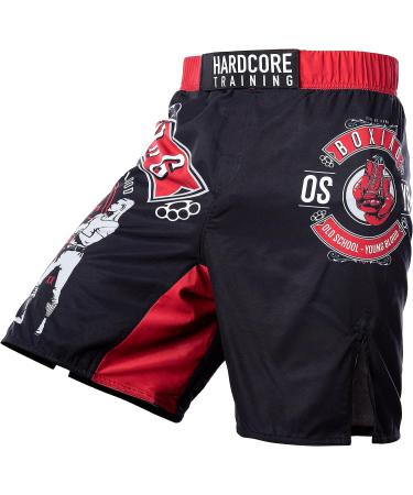 Hardcore Training Sharks Fight Shorts - Men's Boxing MMA Combat BJJ Grappling Fitness - No Gi - Grey/Red - X-Large - Buy Online on GoSupps.com