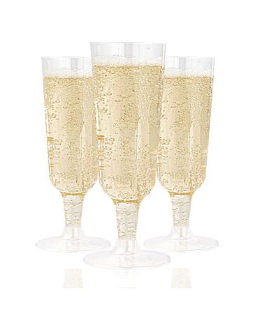 JOLLY CHEF 100 Pack Plastic Champagne Flutes Disposable 5 Oz Clear Plastic Champagne Glasses Perfect for Wedding Thanksgiving Day Christmas