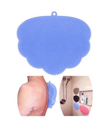 WeUse OurBSHF Silicone Hands-Free Big Flat Back Scrubber for Shower. It Does Stick to Various Walls with Some Water (Tested,Trust). Easy Clean Foot and Back Scrubber Back Brush Body Brush(Blue) Light Blue