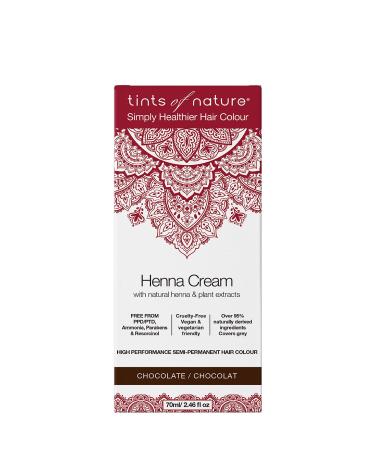 Tints of Nature Chocolate Semi-Permanent Henna Cream Hair Colour Natural and Organic - Single Pack 2.46 Fl Oz (Pack of 1) Chocolate