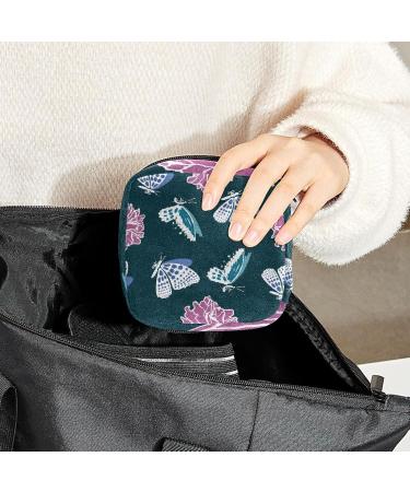 Women's Portable Period Kit - Pink Flower Butterfly Storage Pockets | Bonds Stillpad Holder | Ideal Feminine Product Bag - Buy Online on GoSupps.com
