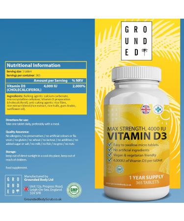 Vitamin D3 4000 IU Micro Tablets - 365 Day Supply | High Strength Sunshine Vitamin | Vegan & Vegetarian Friendly | Made in UK - Buy Online on GoSupps.com